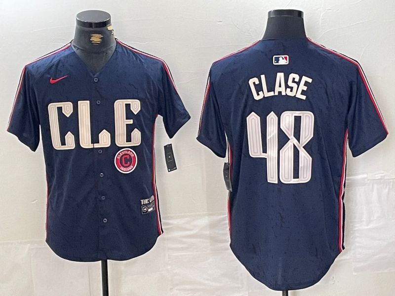 Men Cleveland Indians #48 Clase Blue City Edition Nike 2024 MLB Jersey style 4